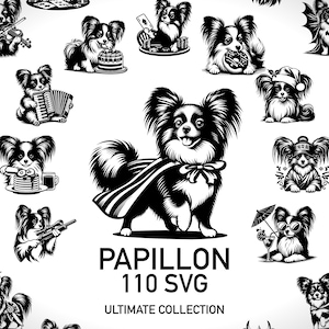Papillon Archivo SVG para Cricut Perro Silueta Svg - Perro Mariposa 110 Corte Archivos Svg Descarga Digital - Continental Toy Spaniel Lindo Svg