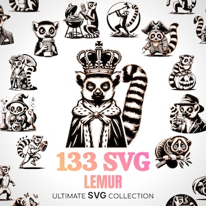 Maki SVG Madagascar King Julien SVG ringstaartmaki's Move It SVG Indri-lemuren Ayeaye Svg Sifaka Monkey Svg Maki minnaar cadeau moeder vader geschenken