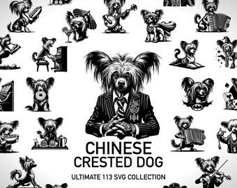 Chinese Crested Dog Breed Svg Downloadable Art - 113 Cut Svg Files Collection Printable Art - Digital Clipart Animal Stickers