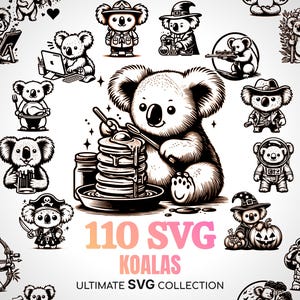 Koala SVG Niedliche Eukalyptus Koala Bär SVG Wildtier Beuteltier SVG-Datei für Cricut Koala Geschenke Zoo Tier Etsy Koala spielen Eukalyptus Bär svg