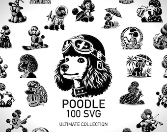 Poodle Svg Dog Breeds Digital Prints Clip Art - 100 Cut Svg Files Collection Digital Downloads - DIY Vector Bundle Svg Digital Designs