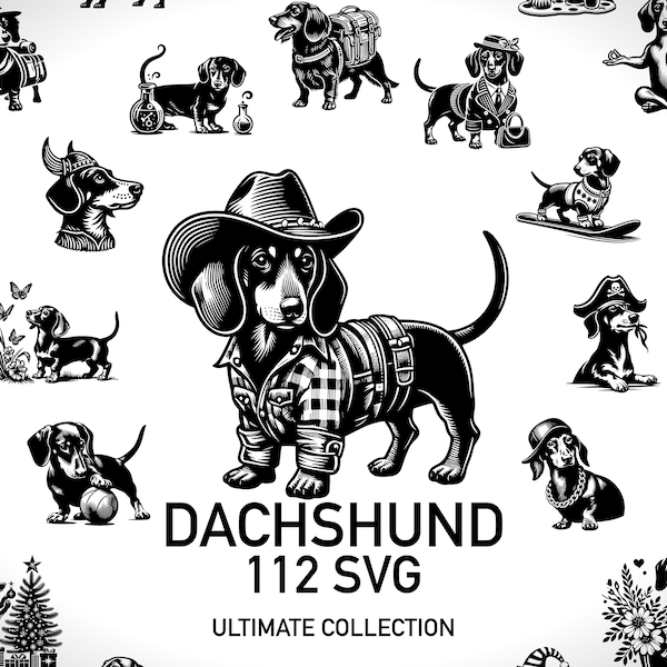 Dachshund Svg Dog Svg Cute Animal Svg Collection - 112 Svg Cut Files DIY Vector Bundle - Digital Downloads Puppy Svg Clip Art