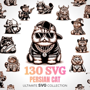 Perzische kat SVG pluizig kitten cadeau Perzische kattenliefhebber langharige pers Crookshanks kat moeder vader cadeau schattig Perzisch katje pluizige kat DIY gluren