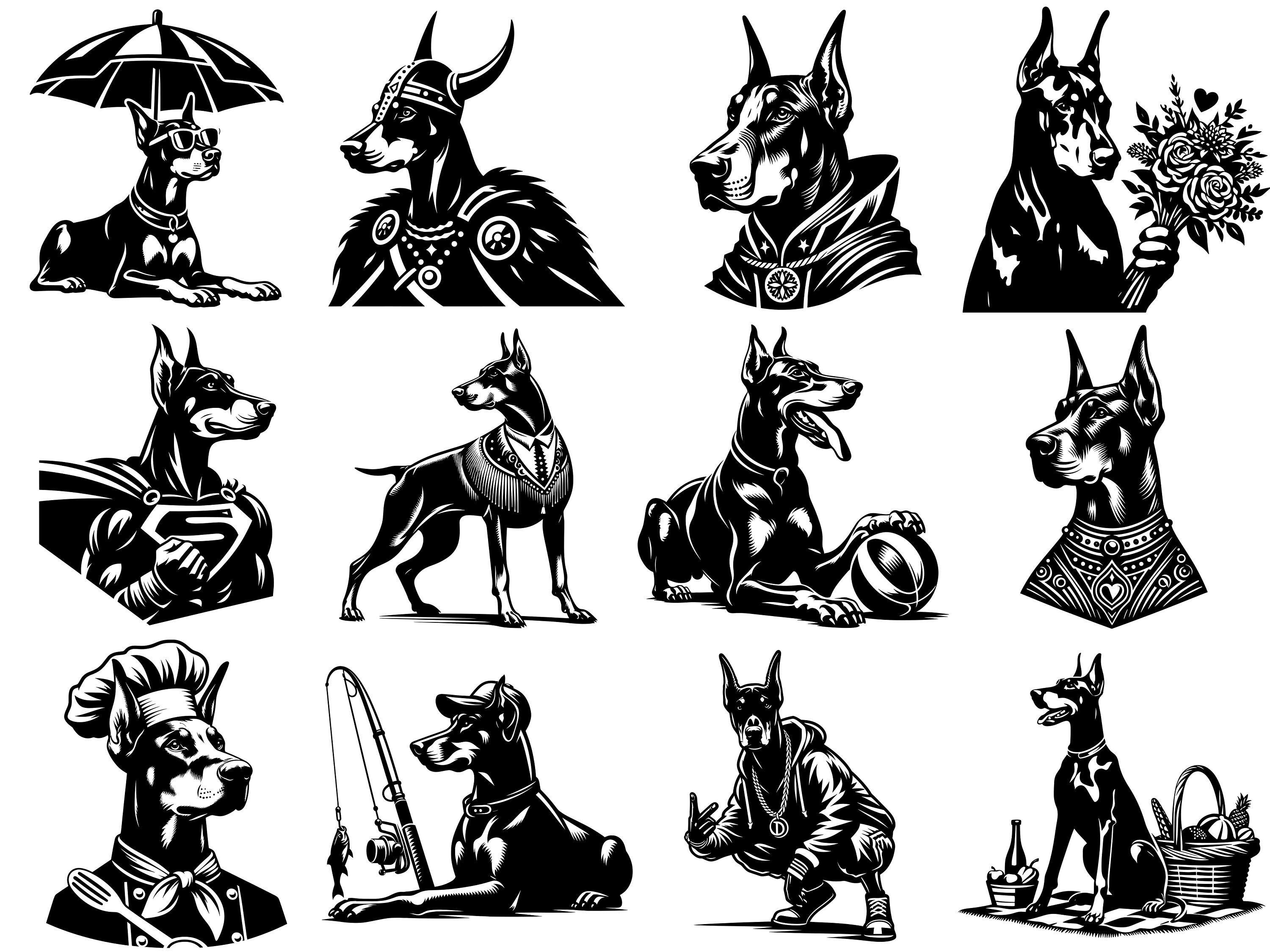 Doberman Svg Dog Art Digital Designs Digital Downloads - 106 Cut Svg ...