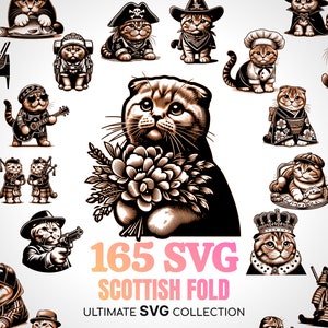 Scottish Fold SVG Hibou oreilles pliées chat Svg ScottishFold Lover Gift maman papa Cricut DIY Hibou Cat Lover Gifts Scotti Olivia Censon Cat Svg