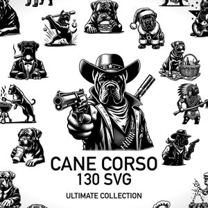 Cane Corso Svg Dog Clipart Cute Animal Svg - 130 Cut Svg Files in Various Poses Dog Lover Gift - Italian Mastiff DIY Vector Bundle