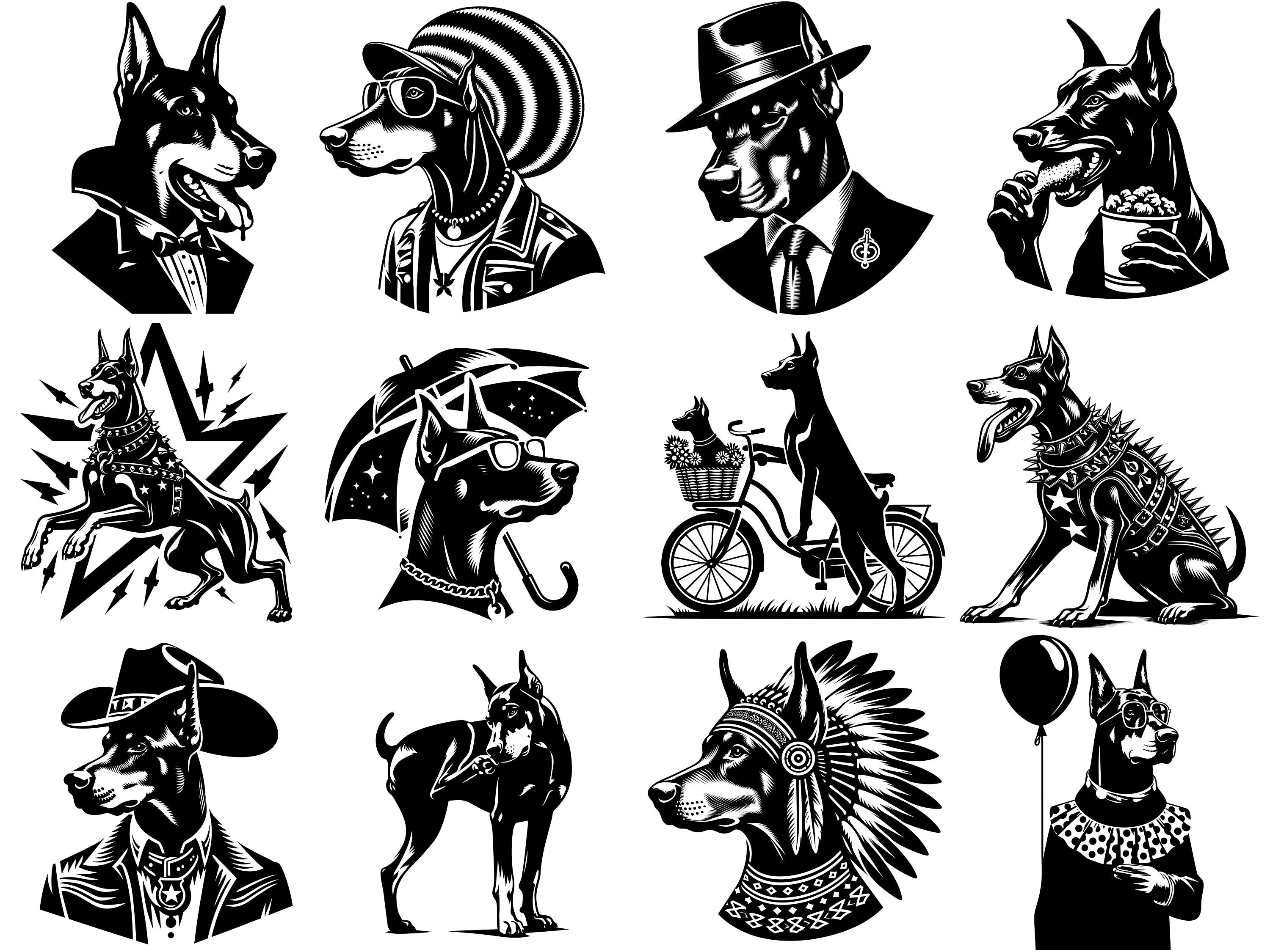 Doberman Svg Dog Art Digital Designs Digital Downloads - 106 Cut Svg ...