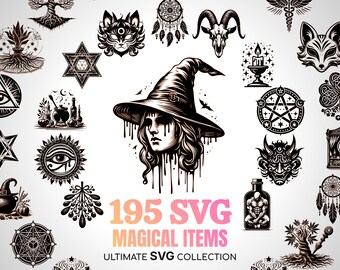 Magic SVG Halloween Witch Voodoo Doll SVG Monster Book Broom Wizardry Mirror SVG Cross Halloween Gifts Mystery Svg Crystal Decoration Spooky