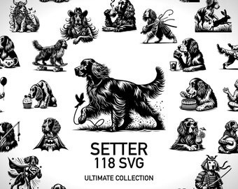 Setter Svg for Silhouette Collection Digital Print - 118 Cut Svg Files for Cricut Digital Downloads - Dog Breed Svg DIY Vector Bundle