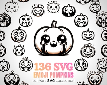 Pumpkin SVG Halloween Emoji Face Cute Halloween Pumpkin Spooky Decorations Halloween Svg Pumpkin SVG Emoji Halloween Decorations Cricut Emo