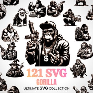 Gorila SVG King Kong Koko Macaco Macaco SVG Cabeça de Gorila Selva Donkey Kong SVG Macacos Svg Rei Macaco Gorila Svg Harambe Svg Pacote de vetores