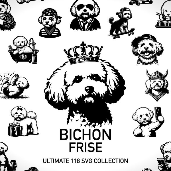 Bichon Frise Svg Dog Svg Files for Cricut - 118 Cut Files Digital Designs with Transparent Background - Digital File Bichon Art Dog Lover