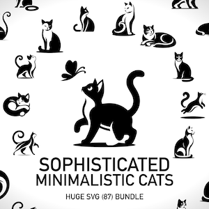 Katze Clipart Katze Silhouette SVG Tier SVG Sammlung - 87 SVG Designs DIY Digital Download - Süße Katzen SVG Bundles für Katzenliebhaber