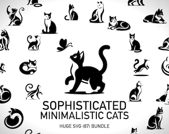 Cat Clipart Cat Silhouette Svg Animal Svg Collection - 87 Svg Designs DIY Digital Download - Cute Cat Svg Bundles for Cat Lover