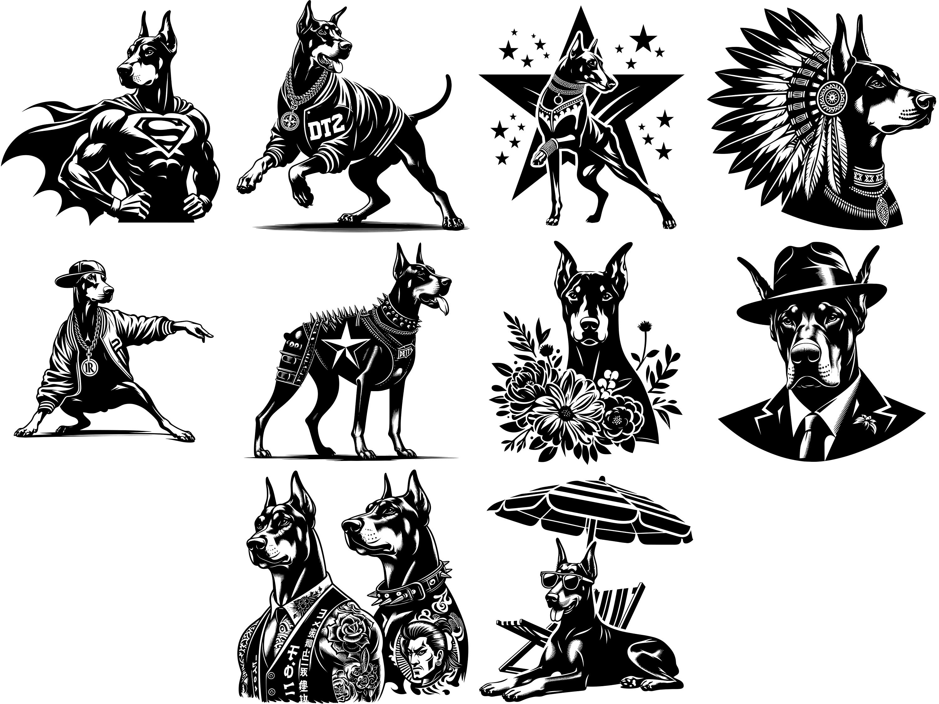 Doberman Svg Dog Art Digital Designs Digital Downloads - 106 Cut Svg ...
