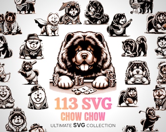 Chow Chow Svg Dog Art Digital Designs - 113 Svg Cut Files Chow Chow Silhouette Digital Downloads - Dog Breed Svg with Transparent Background