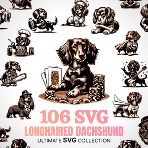 Langhaar Dackel SVG Wiener Hund Dackel Sausage Hund zward svg Süßer Hot Dog geschnitten Datei Langhaar Dackel Liebhaber SVG Dackel Geschenk Cricut Mama Geschenk