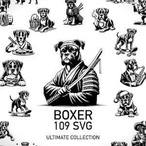 Boxer Dog Breed Svg para Silhouette Dog Clipart - 109 Cut Svg Files Digital Downloads - One Color Boxers Svg em diversas atividades