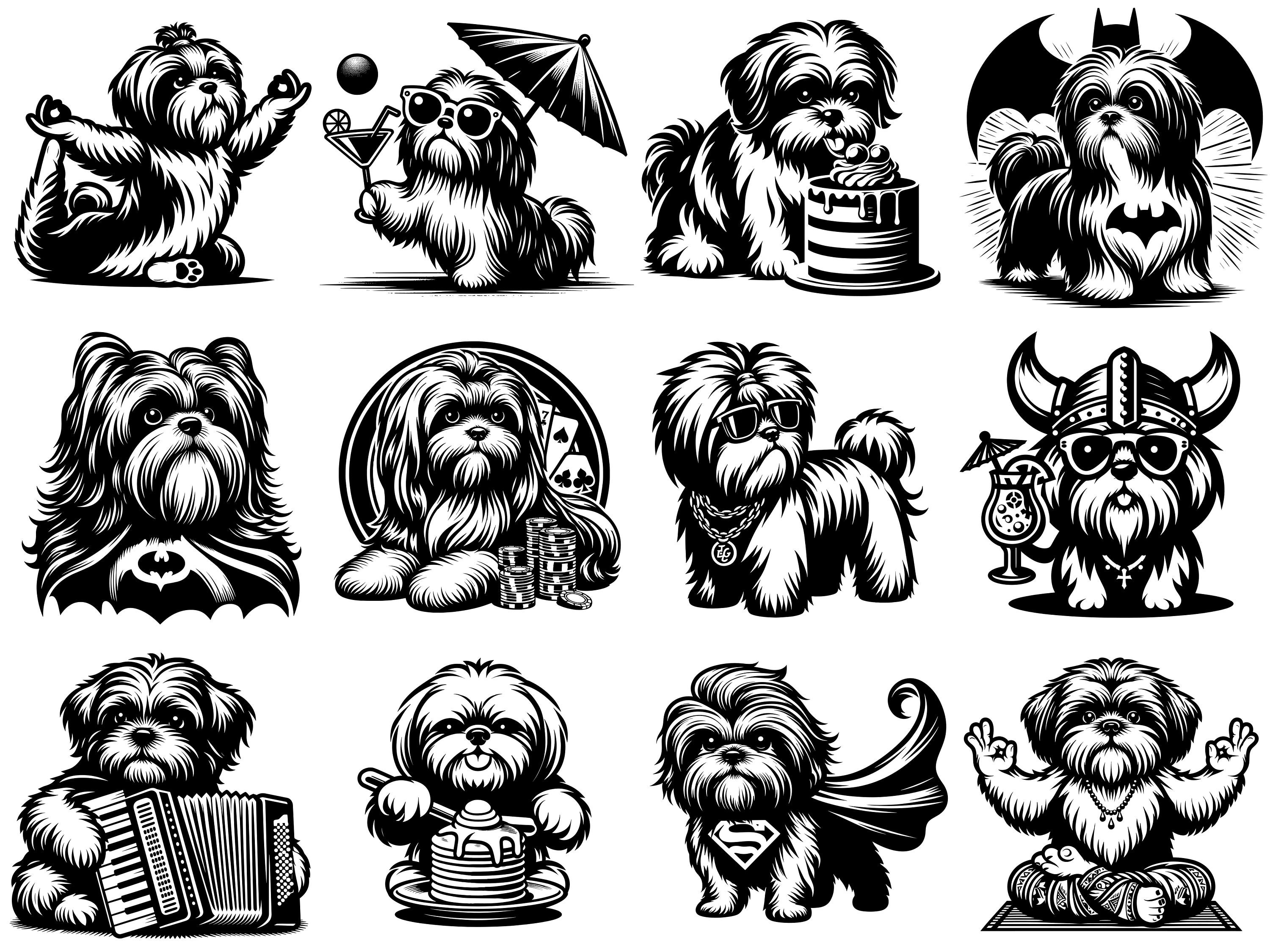 Shih Tzu Svg Dog Clipart Digital Download - 108 One Color Svg Files DIY ...