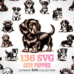 Welpen SVG Dackel Bulldogge Chihuahua Corgis Labrador Husky Pudel Welpen Shih Tzu Welpen Malteser Hund Cane Corso Liebhaber SVG Geschenk Mama Papa Geschenk