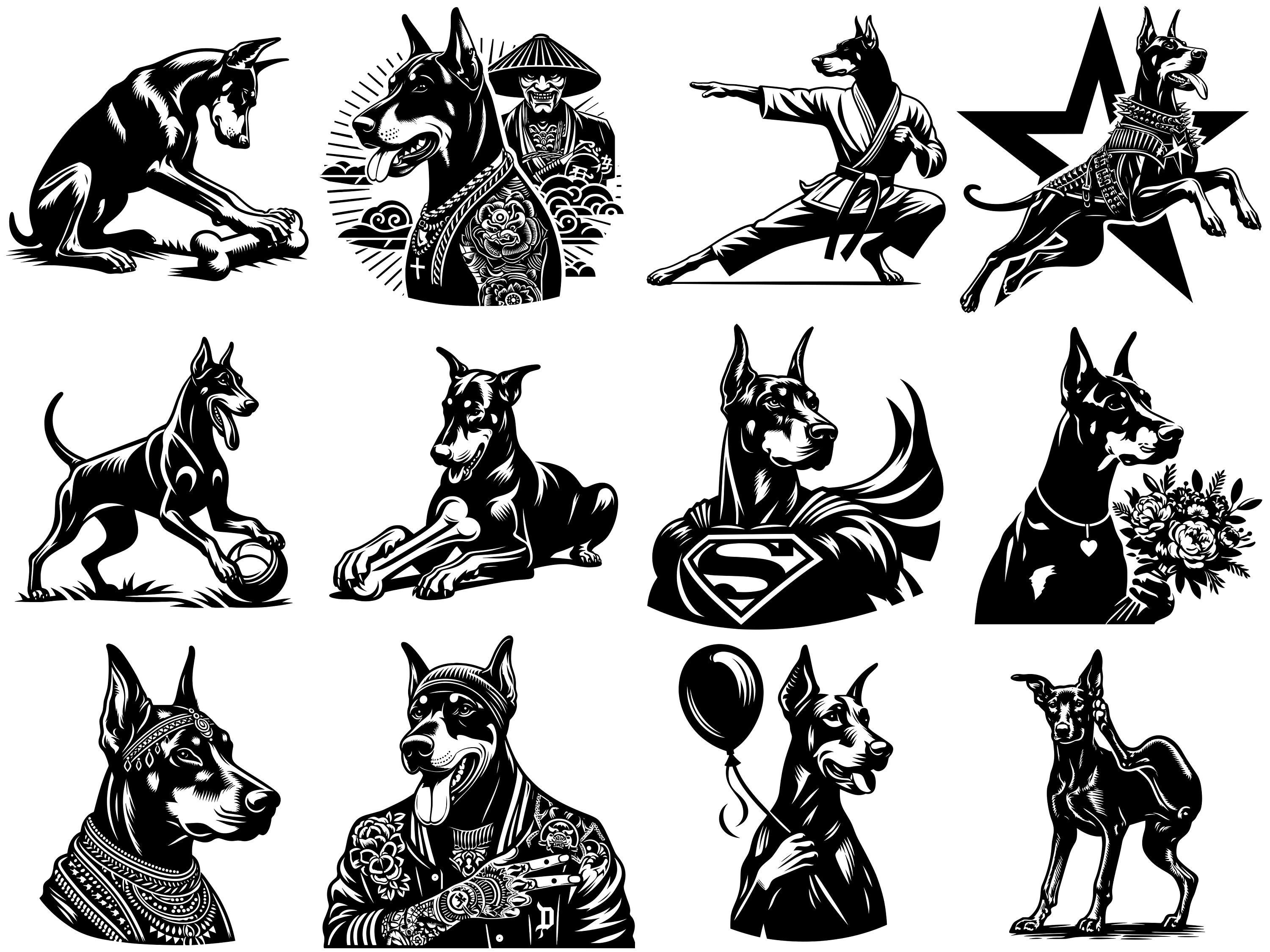 Doberman Svg Dog Art Digital Designs Digital Downloads - 106 Cut Svg ...