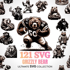 Grizzly SVG ours brun SVG Grizzly Svg maman ours Svg bébé papa ours Svg ours en peluche Svg faune fichiers SVG pour Cricut ours américain