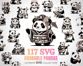 Panda SVG Panda Bear SVG Panda Clipart Zoo Animal Svg Wildlife Svg Cute Animals Svg Black And White Bear Svg Files Cricut Panda Gifts Svg
