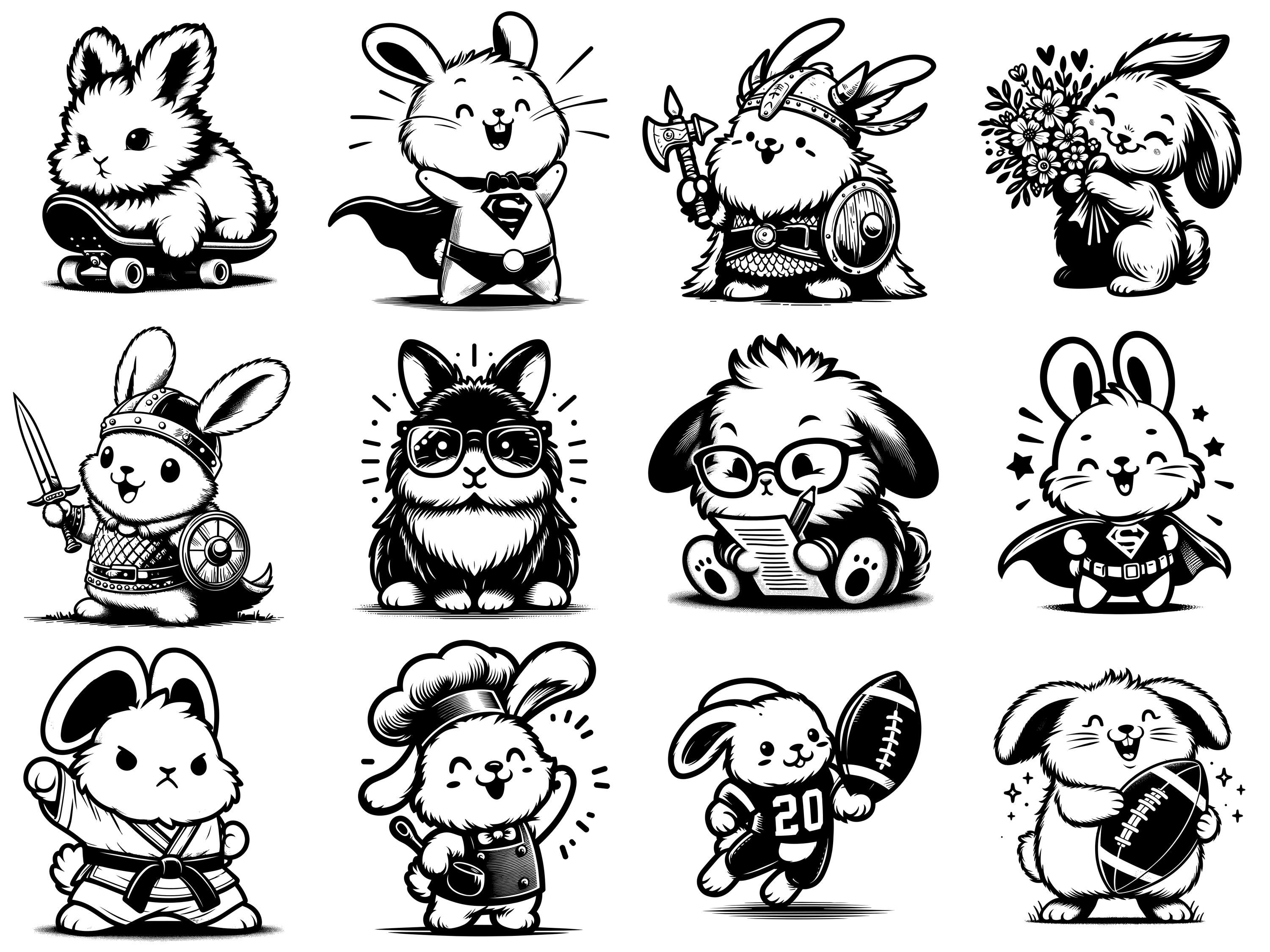 One Color Svg Images Rabbit Svg Cute Svg Digital Designs Silhouette Files - Adorable Rabbit ...