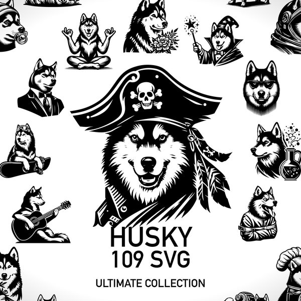 Husky Svg Husky Clipart Dog Svg Digital Designs Collection - 109 Dog Breed Svg Cut Files Digital Products - Dog Art Transparent Background