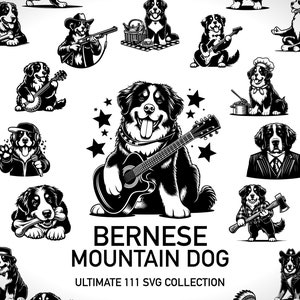 Berner Sennenhund SVG Digitales Produkt - 111 Schnitt SVG-Dateien Digitaler Download - Welpe Clipart mit transparentem Hintergrund