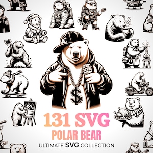 Ijsbeer SVG schattige beer minnaar SVG Wildlife Winter SVG ijsbeer Svg kerst Svg-bestanden Arctic Zoo dier Svg ijsbeer geschenken Svg