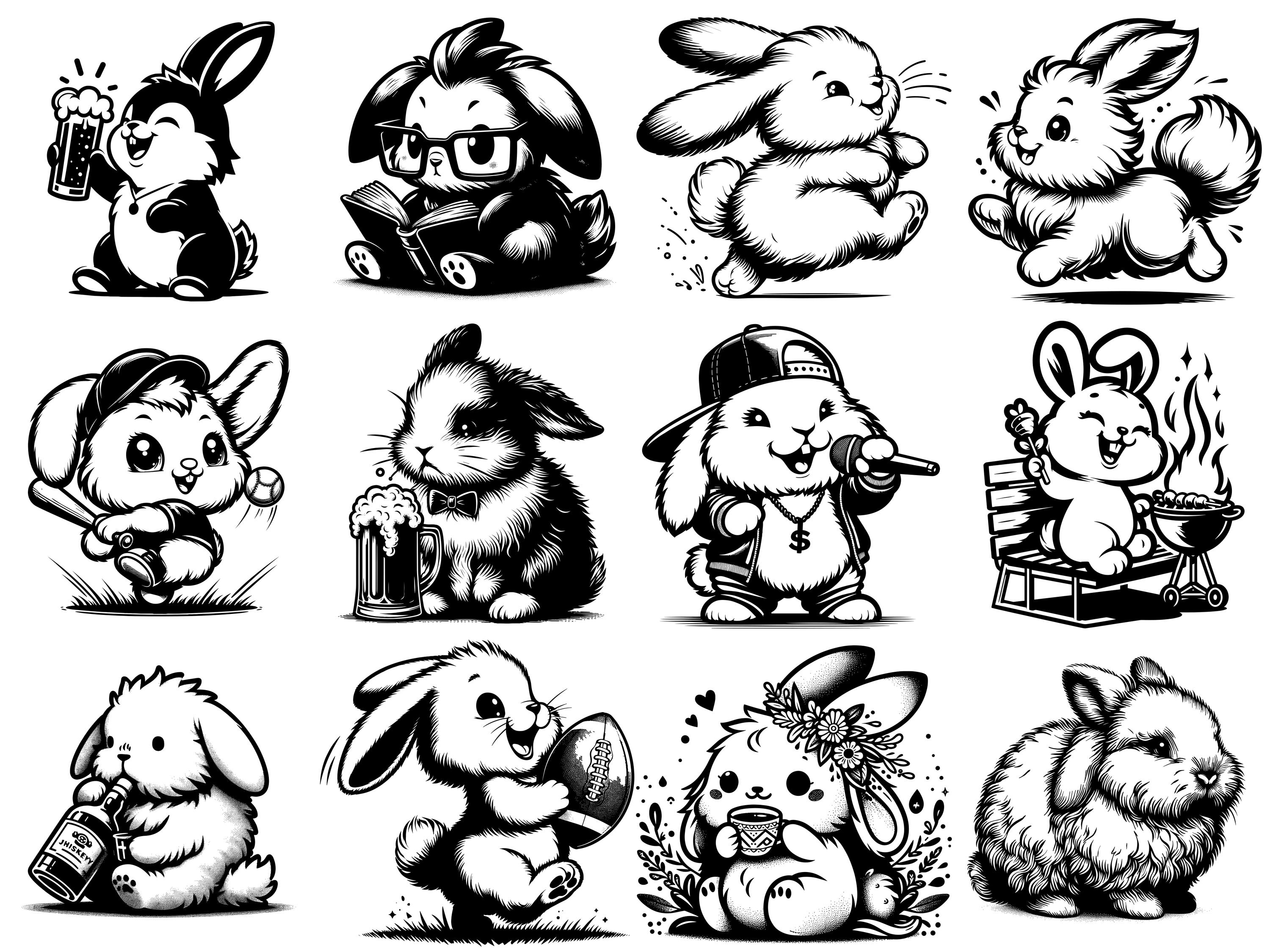 One Color Svg Images Rabbit Svg Cute Svg Digital Designs Silhouette Files - Adorable Rabbit ...