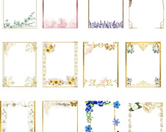 Digital hübsche einzigartige Blumen Border Frames Prints