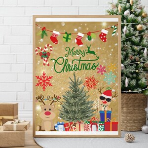 Merry Christmas Rain Deer Digital Art Print