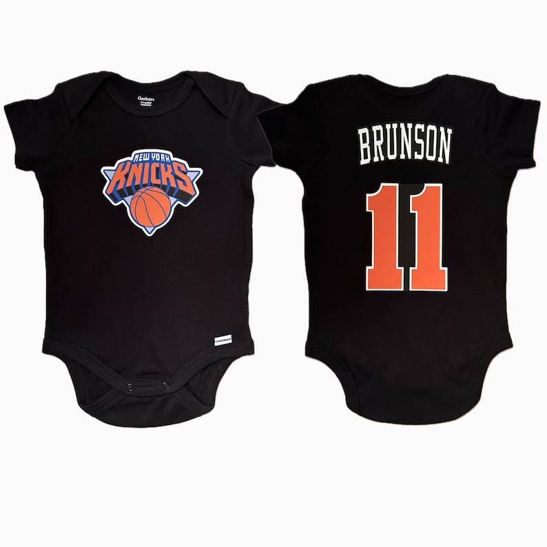 Custom New York Knicks Basketball Baby Black Jersey Personalized New