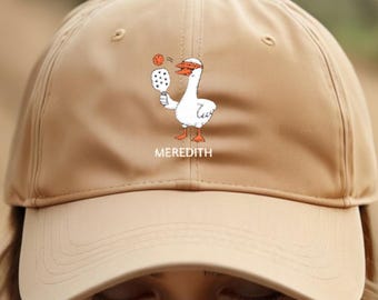 Customized Embroidered Pickleball Hat, Funny Goose Dad Hat, Personalized Name Pickleball Cap, Pickleball Team Hat Gift for Him or Her