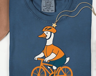 Cute Bike Lover T-Shirt, Comfort Colors Cycling Goose Tee, Cycling Fan, Gift for Road or Mountain Bike Rider, Cycle Group Tee