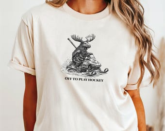 Hockey Tee, Vintage Hockey Shirt, Funny Moose T Shirt, Hockey Lover Gift, Ice Hockey Graphic Tee