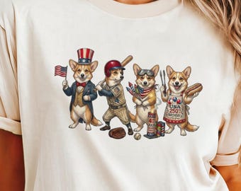 Corgi 4th of July Shirt, Patriotic Dog Graphic Tee, Independence Day Outfit, Funny Corgi Lover Gift, Cute USA Puppy Shirt, Summer BBQ Tee