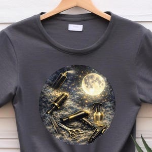 Hair Stylist Moon Shirt, Funny Wolf Parody Salon Tee, Bella Canvas Hairdresser Graphic Shirt, Barber Gift, Cosmic Hairstylist Tee