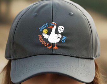 Funny Embroidered Pickleball Hat, Cute Goose Dad Hat, Just Paddle On Cap, Cool Pickleball Gift for Men & Women, Retro Sporty Pickleball Hat
