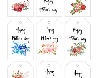 Printable mothers day card tags, Printable Mother's Day Tags, Happy Mother's Day, INSTANT DOWNLOAD, Printable Tags for mom, Digital Download