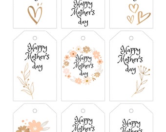 Afdrukbare Moederdag Tags, Happy Mother's Day, INSTANT DOWNLOAD, Afdrukbare moederdagkaart tags, Afdrukbare tags voor moeder, Digitale download