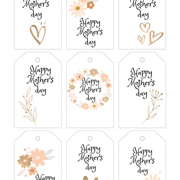 Printable Mother's Day Tags, Happy Mother's Day, INSTANT DOWNLOAD, Printable mothers day card tags, Printable Tags for mom, Digital Download