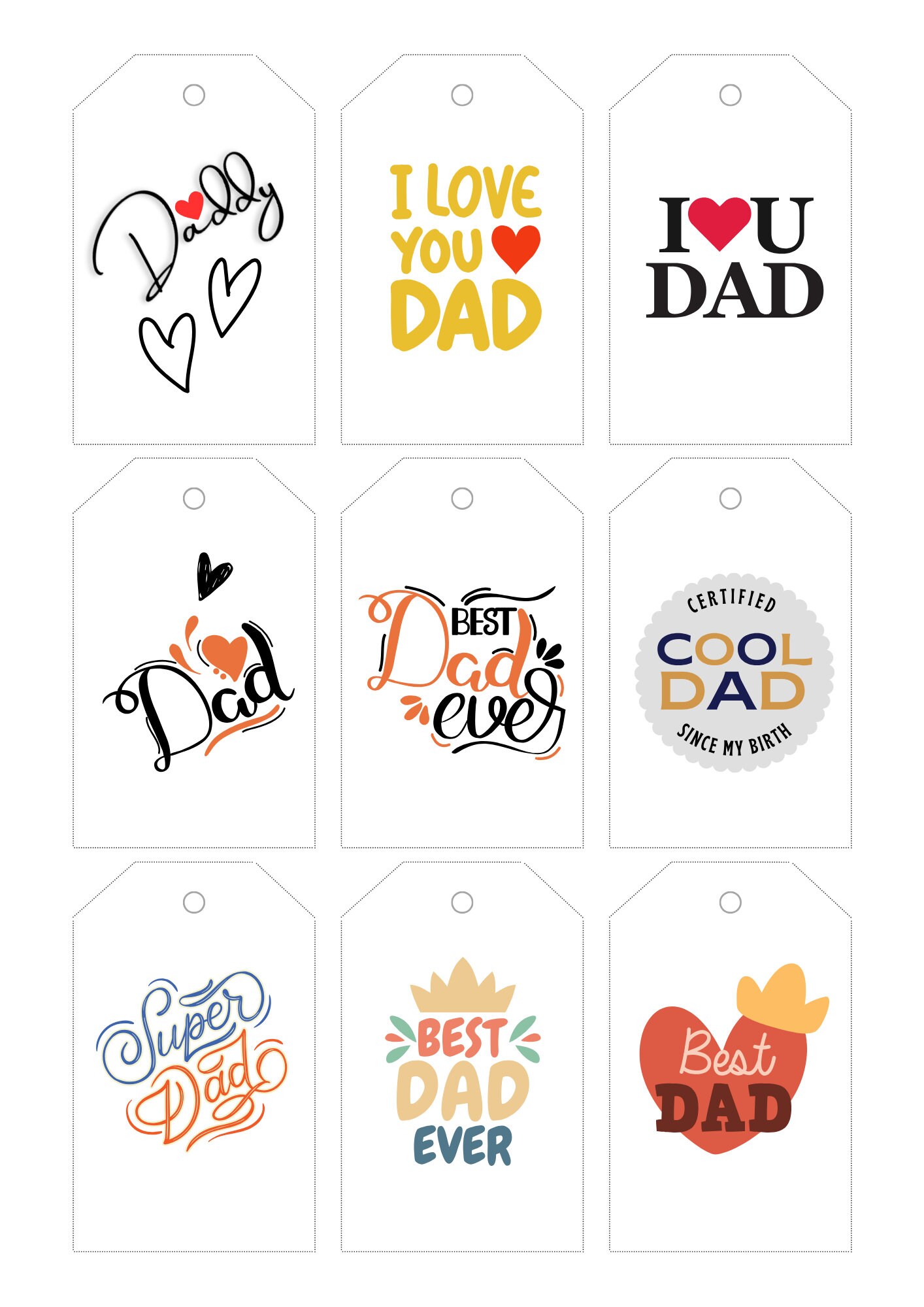 Father, Dad, Printable Father's Day Tags, Happy Father's Day, INSTANT ...