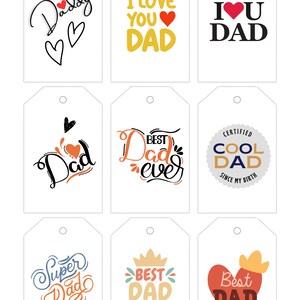 Father, Dad, Printable Father's Day Tags, Happy Father's Day, INSTANT ...