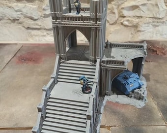 ruined decor Gothic tower grand staircase