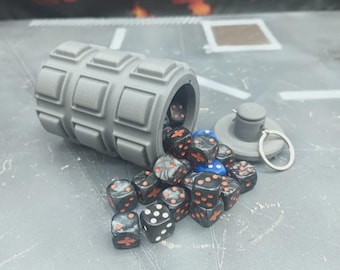 Storage box for grenade-shaped dice