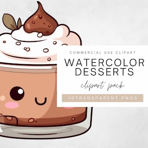 Kawaii Desserts Digitales Clipart-Set, süß und bunt, Cupcake, Zitronenriegel, Eiscreme-Clipart, digitale Aufkleber, Brownie digitale Aufkleber