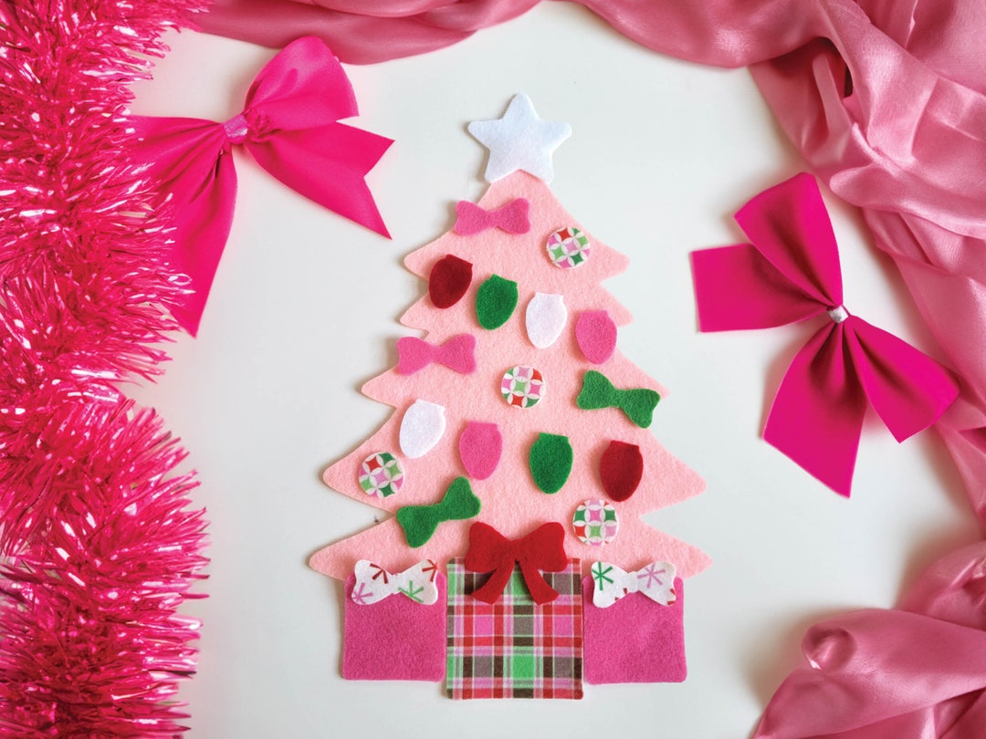 Pink Mini Felt Christmas Tree Toddler Tree Decoration Kit Montessori